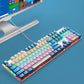 Frendorf | 104 Tasten grüner Schaft RGB leuchtende Tastatur Computer Spiel USB kabelgebundene metallische mechanische Tastatur, Kabel Länge: 1,5 m, Stil: Doppel-Imposition-Version (Weiß Blau)
