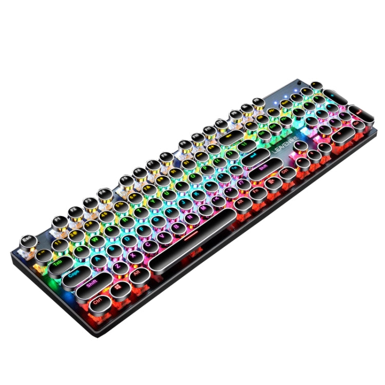 Frendorf | 104 Tasten Grüne Welle RGB Leuchtende Tastatur Computer Spiel USB Verkabelte Metall Mechanische Tastatur, Kabel Länge:1,5m, Stil: Punk Wort Durch Version (Schwarz)