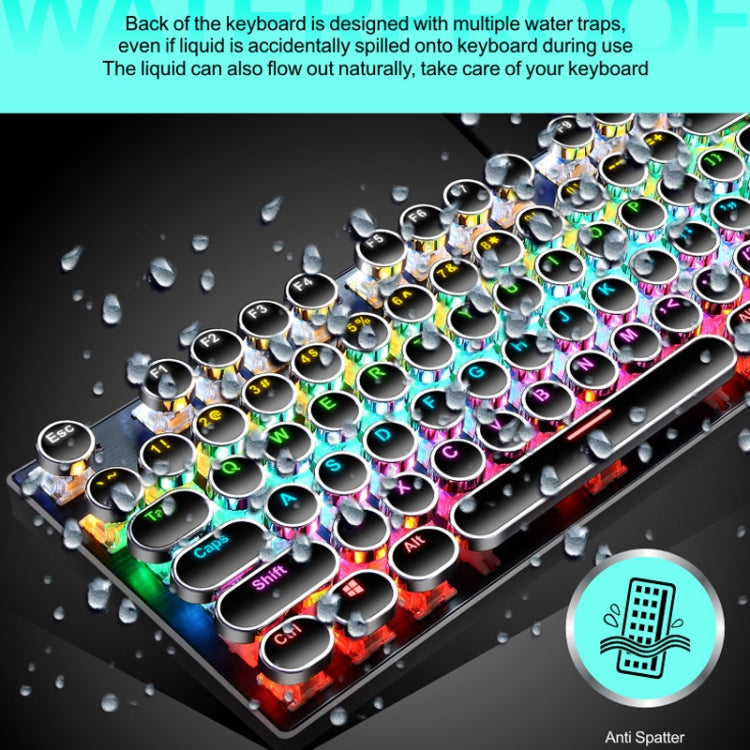Frendorf | 104 Tasten Grüne Welle RGB Leuchtende Tastatur Computer Spiel USB Verkabelte Metall Mechanische Tastatur, Kabel Länge:1,5m, Stil: Punk Wort Durch Version (Schwarz)