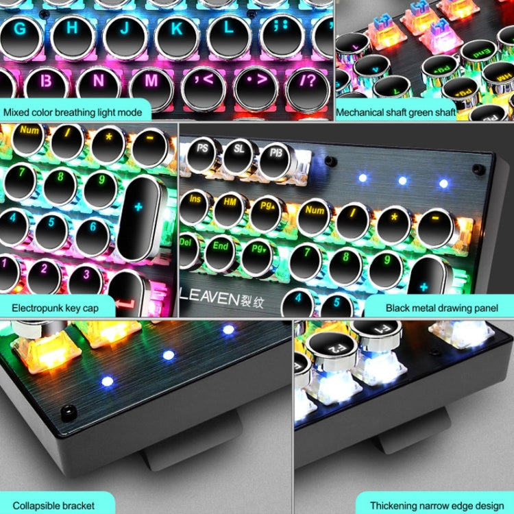 Frendorf | 104 Tasten Grüne Welle RGB Leuchtende Tastatur Computer Spiel USB Verkabelte Metall Mechanische Tastatur, Kabel Länge:1,5m, Stil: Punk Wort Durch Version (Schwarz)