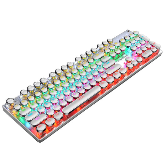 Frendorf | 104 Tasten Grüner Schaft RGB Leuchtende Tastatur Computer Spiel USB Verkabelte Metall Mechanische Tastatur, Kabel Länge:1.5m, Stil: Punk Wort Durch Version (Weiß)