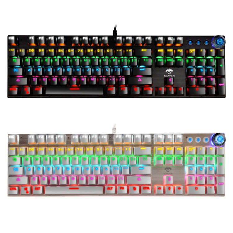 Frendorf | LEAVEN K990 Knopf Version 104 Tasten Büro Computer Spiel Mechanische grüne Achse Wired Tastatur, Kabel Länge:1,8m(weiß)