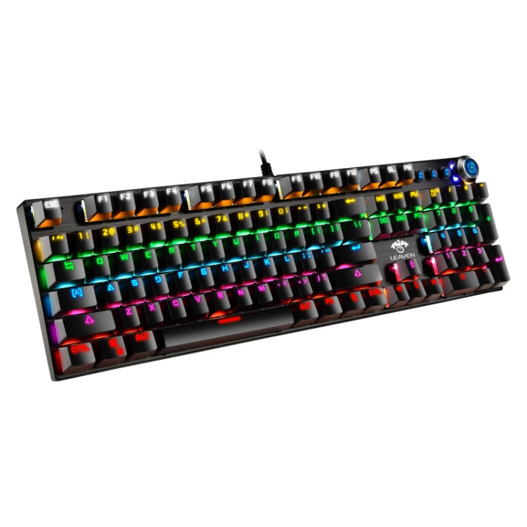 Frendorf | LEAVEN K990 Knopf Version 104 Tasten Büro Computer Spiel Mechanische grüne Achse Wired Tastatur, Kabel Länge:1,8m(weiß)