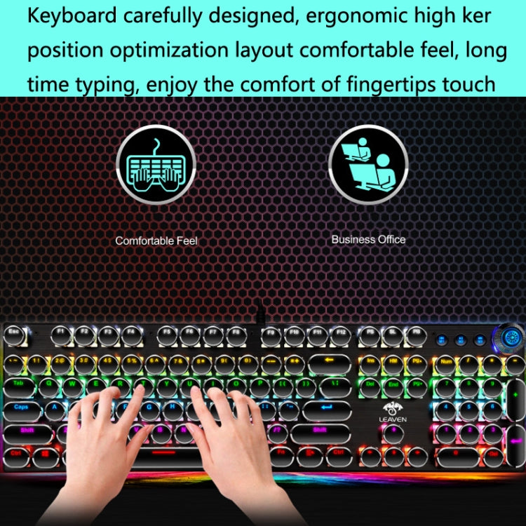 Frendorf | LEAVEN K990 Knopf Version 104 Tasten Büro Computer Spiel Mechanische grüne Achse Wired Tastatur, Kabel Länge:1,8m(weiß)