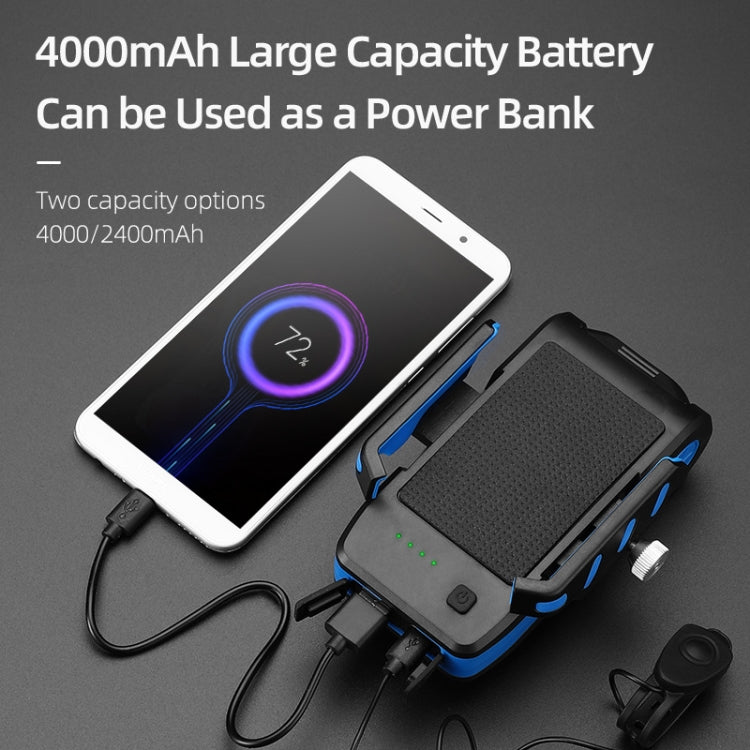 Frendorf | BG-2021 Fahrrad Vorderlicht 4 In 1 Handyhalter Hupe Licht Mountainbike Vorderlicht, Farbe: 2400 MAH Blau