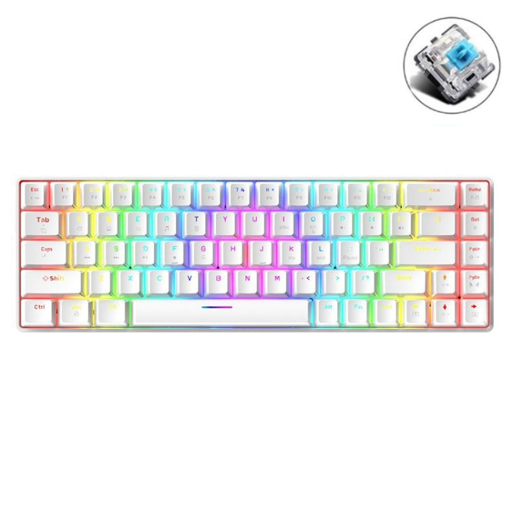 Frendorf | T8 68 Tasten Mechanische Gaming-Tastatur RGB Hintergrundbeleuchtet Verdrahtete Tastatur, Kabellänge: 1,6 m (Weiß Grüner Schaft)