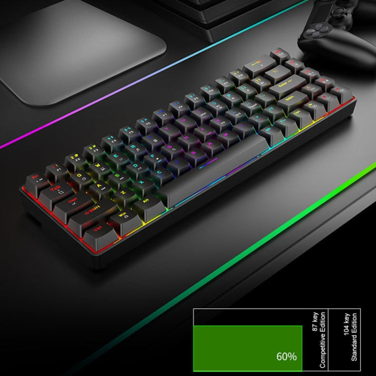 Frendorf | T8 68 Tasten Mechanische Gaming-Tastatur RGB Hintergrundbeleuchtet Verdrahtete Tastatur, Kabellänge: 1,6 m (Weiß Grüner Schaft)