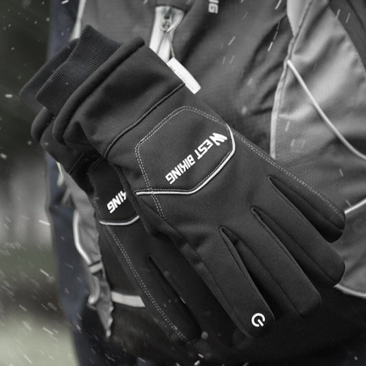 Frendorf | WEST BIKING YP0211221 Winter warme Fleece-Reithandschuhe rutschfest wasserdicht Touchscreen-Handschuhe, Größe: L (Schwarz)