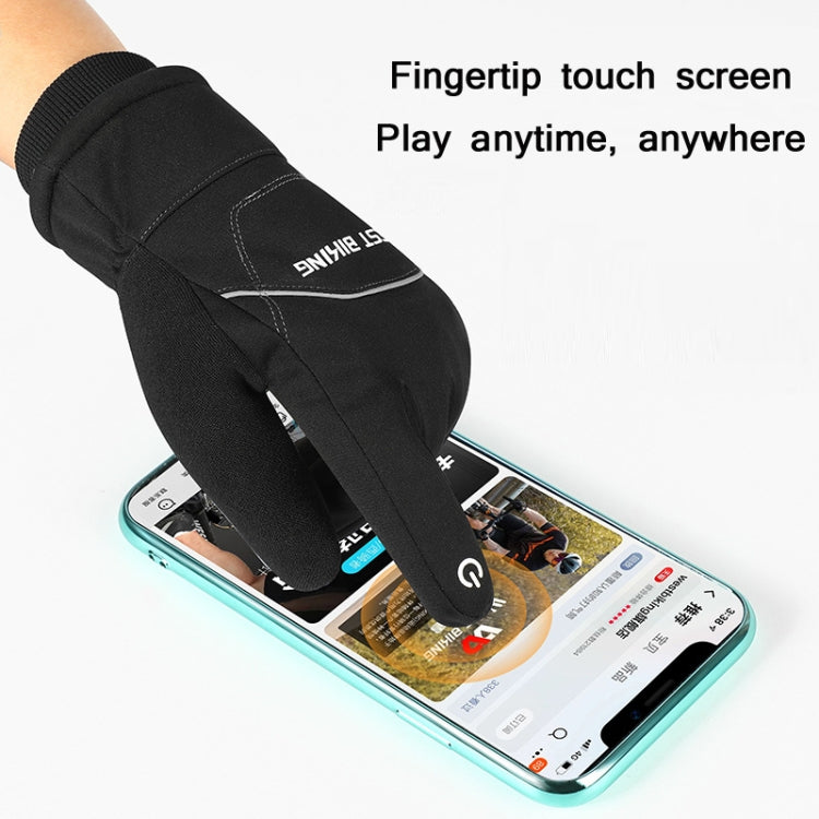 Frendorf | WEST BIKING YP0211221 Winter warme Fleece-Reithandschuhe rutschfest wasserdicht Touchscreen-Handschuhe, Größe: L (Schwarz)