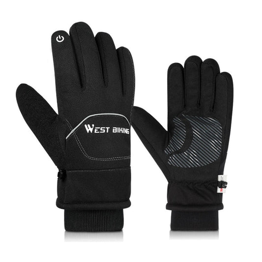 Frendorf | WEST BIKING YP0211221 Winter Warme Fleece Reithandschuhe Rutschfest Wasserdicht Touchscreen-Handschuhe, Größe: XL (Schwarz)