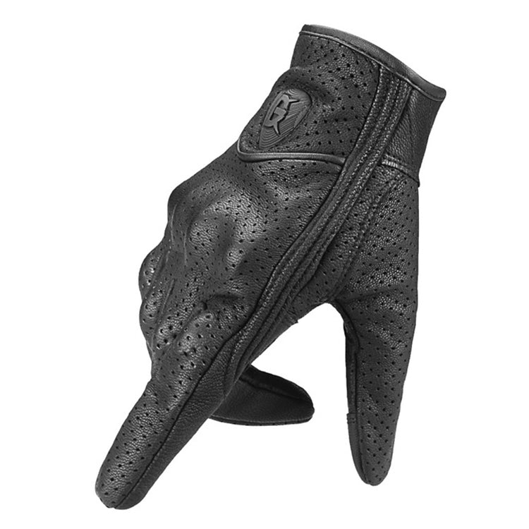 Frendorf | GHOST RACING GR-ST06 Atmungsaktive Touchscreen Motorradhandschuhe aus Leder Anti-Fall Lokomotivhandschuhe, Größe: M(Schwarz)