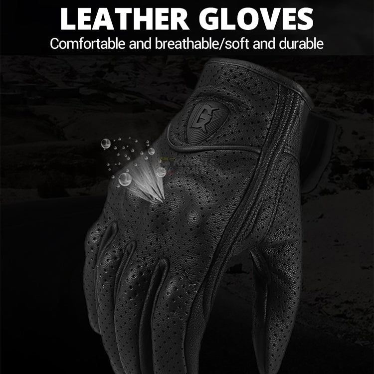 Frendorf | GHOST RACING GR-ST06 Atmungsaktive Touchscreen Motorradhandschuhe aus Leder Anti-Fall Lokomotivhandschuhe, Größe: M(Schwarz)