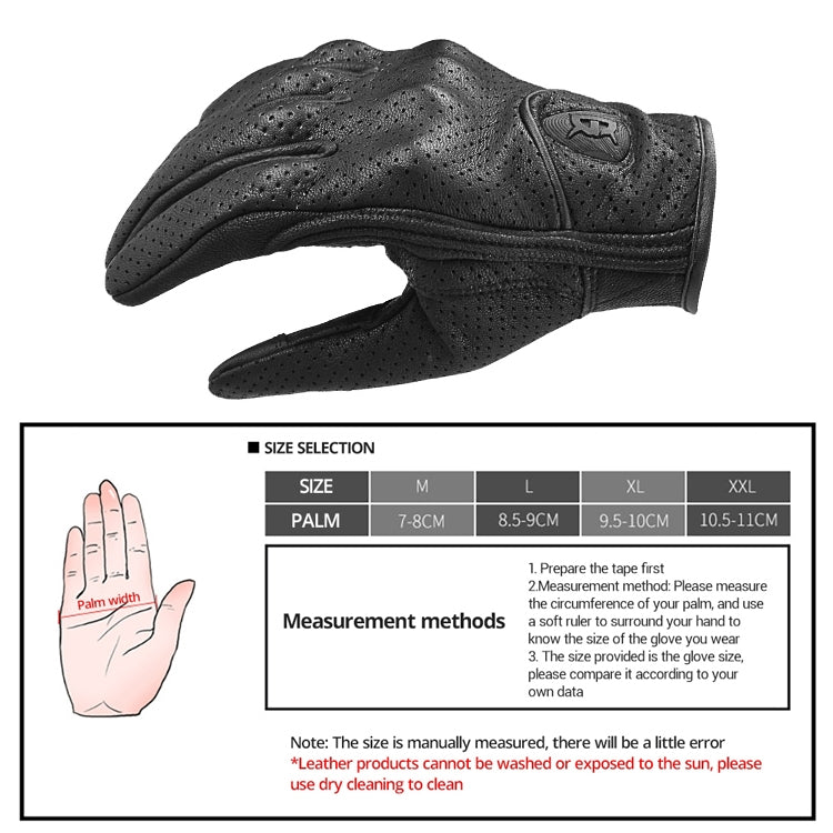 Frendorf | GHOST RACING GR-ST06 Atmungsaktive Touchscreen Motorradhandschuhe aus Leder Anti-Fall Lokomotivhandschuhe, Größe: M(Schwarz)