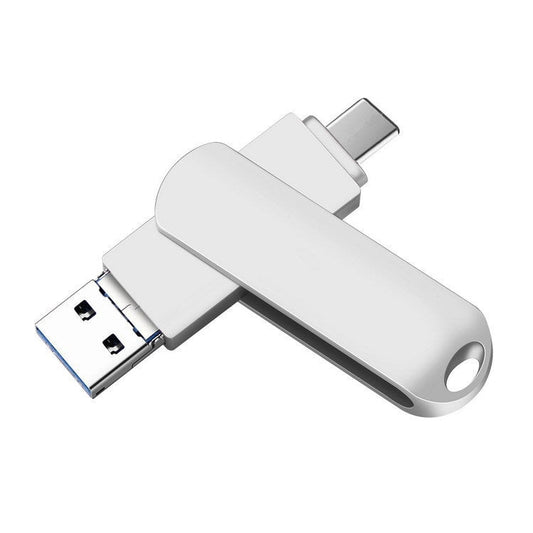 Frendorf | 256GB USB 3.0 + 8 Pin + USB-C / Typ-C 3 in 1 Telefon Computer Drehbares Metall U-Disk