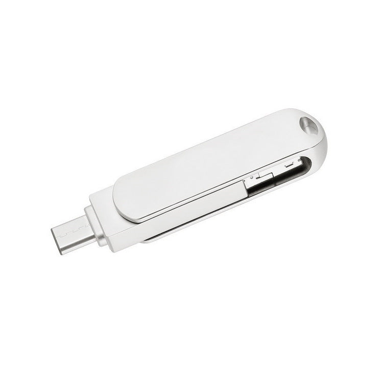 Frendorf | 256GB USB 3.0 + 8 Pin + USB-C / Typ-C 3 in 1 Telefon Computer Drehbares Metall U-Disk