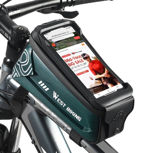 Frendorf | WEST BIKING 2.5L Fahrrad Vorderträger Handy Touchscreen Hartschalen Tasche (Dunkelgrün)