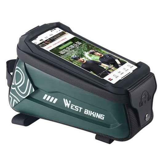 Frendorf | WEST BIKING 2.5L Fahrrad Vorderträger Handy Touchscreen Hartschalen Tasche (Dunkelgrün)