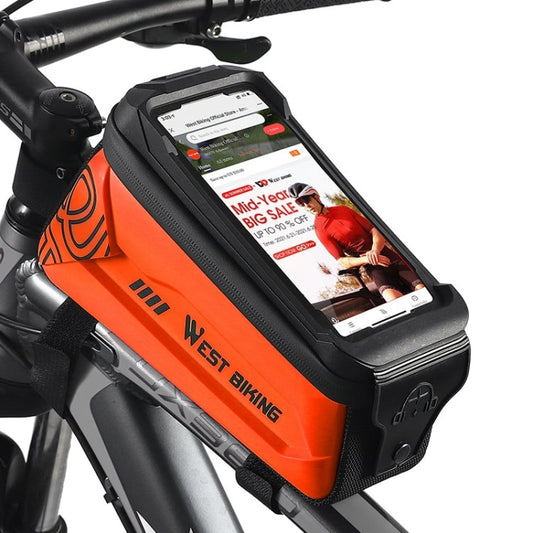 Frendorf | WEST BIKING 2.5L Fahrrad Frontträger Handy Touchscreen Hartschalen Tasche (Orange)