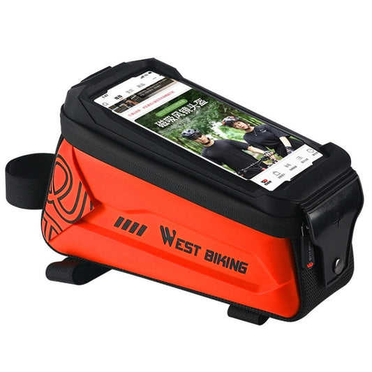 Frendorf | WEST BIKING 2.5L Fahrrad Frontträger Handy Touchscreen Hartschalen Tasche (Orange)