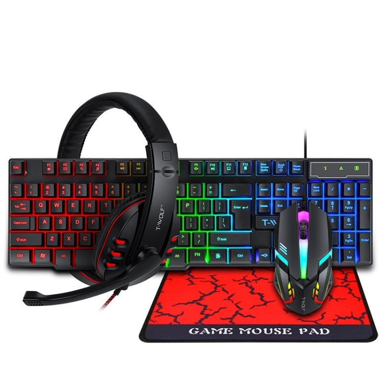 Frendorf | T-WOLF TF-800 4 in 1 Gaming Luminous Tastatur Maus Headset Set (Englische Version)