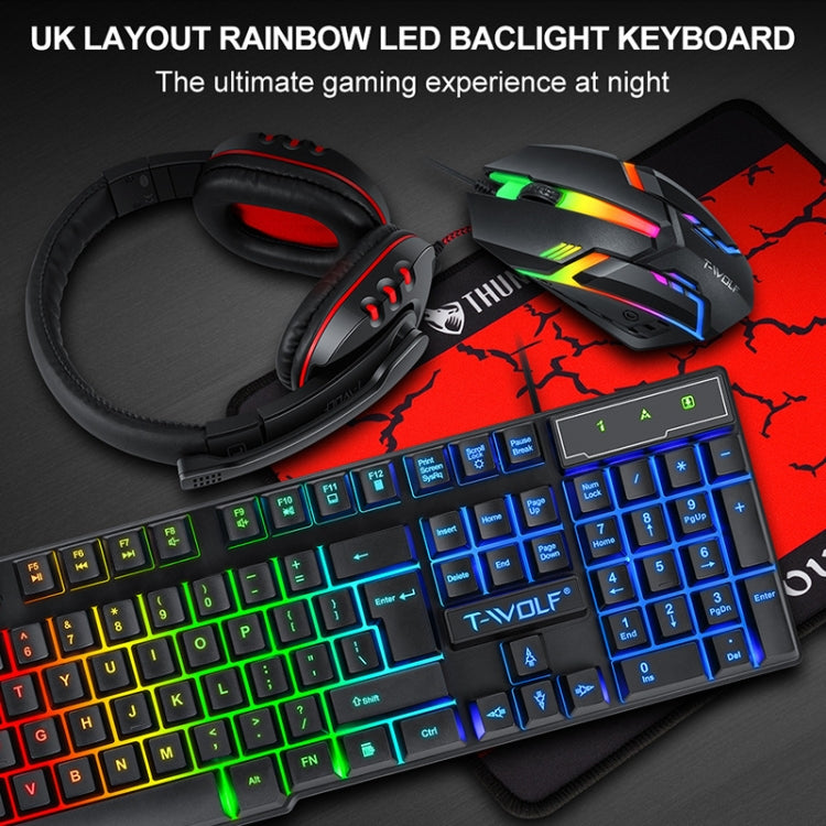Frendorf | T-WOLF TF-800 4 in 1 Gaming Luminous Tastatur Maus Headset Set (Englische Version)
