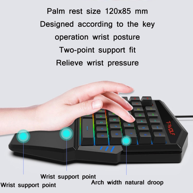 Frendorf | T-WOLF Mobile Gaming Einhandtastatur，Spezifikation： Tastatur + Maus + Thron