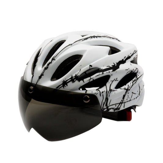 Frendorf | RZ285 Fahrrad Outdoor Reithelm mit Goggles (Weiß Schwarz)