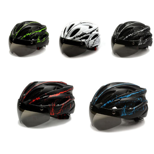 Frendorf | RZ285 Fahrrad Outdoor Reithelm mit Goggles (Weiß Schwarz)