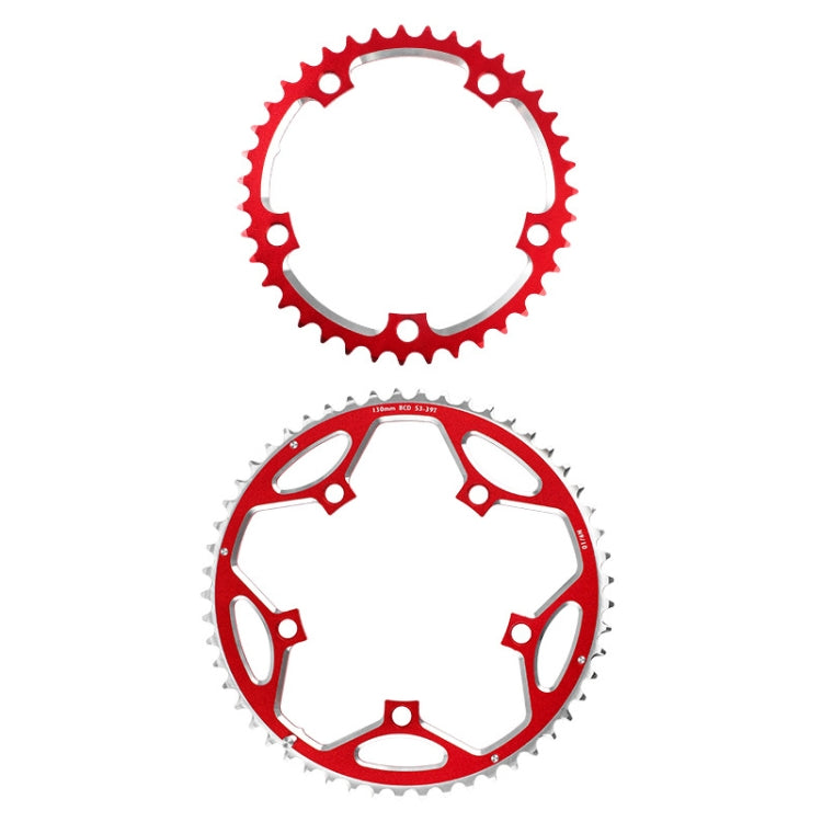 Frendorf | WEST BIKING 2-Teilig 53t-39t Rennrad Aluminiumlegierung Zahnrad(Rot)
