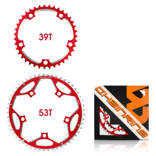 Frendorf | WEST BIKING 2-Teilig 53t-39t Rennrad Aluminiumlegierung Zahnrad(Rot)