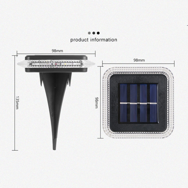 8 LED Solar Outdoor Wasserdicht Transparent Eingebautes Licht (Quadratisch-Weiße Licht)