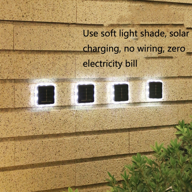 8 LED Solar Outdoor Wasserdicht Transparent Eingebautes Licht (Quadratisch-Weiße Licht)