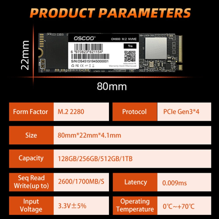 Frendorf | OSCOO ON900 PCIe NVME SSD Solid State Drive, Kapazität: 512GB