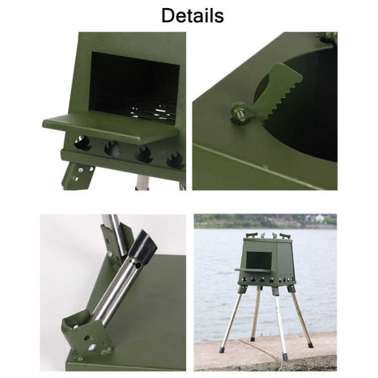 Frendorf | Outdoor Camping Klappbarer Tragbarer Grill Holzofen, Größe: Klein (Grün)