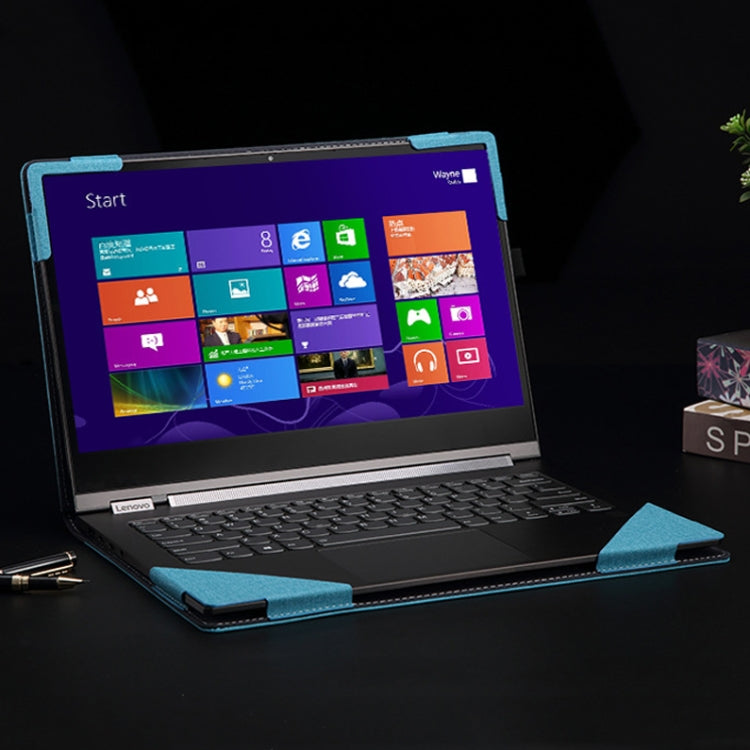 Frendorf | 13,9 Zoll PU-Leder Laptop-Schutzhülle für Lenovo Yoga 5 Pro / Yoga 910 (Blau)