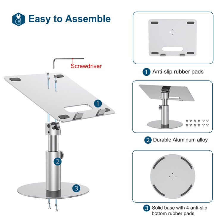 Frendorf | Z30 360 Grad drehbarer Lifting Aluminiumlegierung Laptop Halter (Silber)