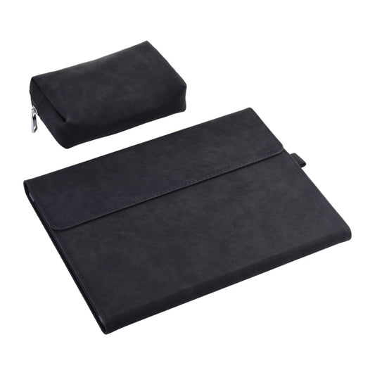 Frendorf | 13 Zoll Leder Tablet Schutzhülle für Microsoft Surface Pro X, Farbe: Schwarz + Power Bag