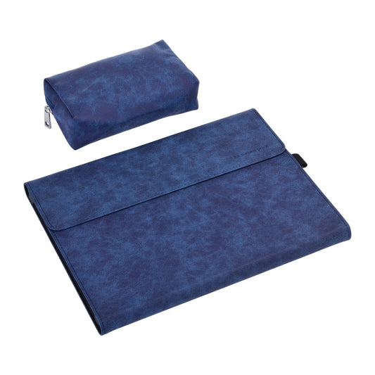 Frendorf | 13 Zoll Leder Tablet Schutzhülle für Microsoft Surface Pro X, Farbe: Dunkelblau + Power Bag