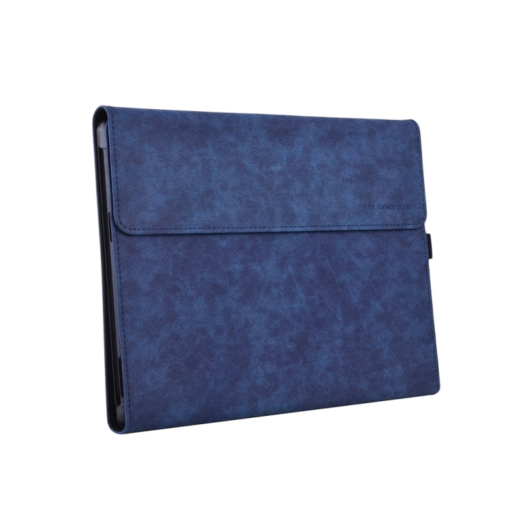 Frendorf | 13 Zoll Leder Tablet Schutzhülle für Microsoft Surface Pro X, Farbe: Dunkelblau + Power Bag