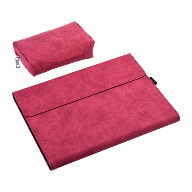 Frendorf | 13-Zoll-Leder-Tablet-Schutzcase für Microsoft Surface Pro X, Farbe: Rosarot + Power Bag