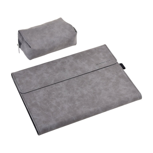 Frendorf | 13 Zoll Leder Tablet Schutzhülle für Microsoft Surface Pro X, Farbe: Hellgrau + Power Bag