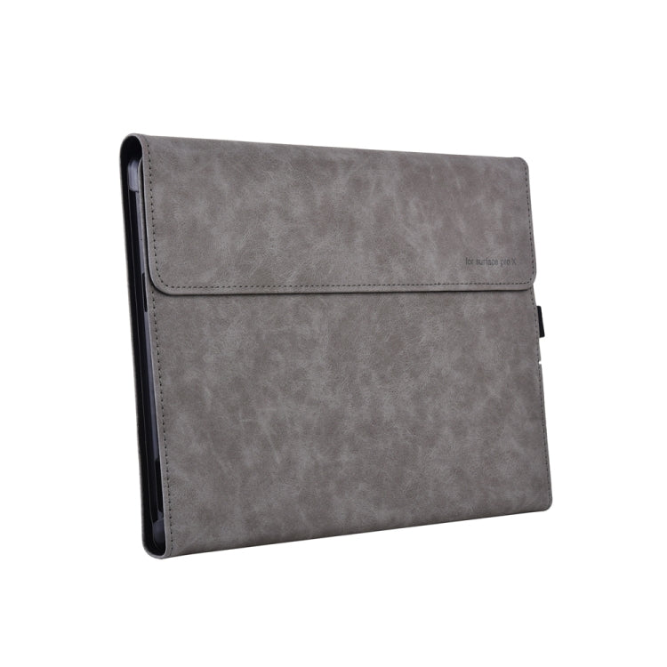 Frendorf | 13 Zoll Leder Tablet Schutzhülle für Microsoft Surface Pro X, Farbe: Hellgrau + Power Bag