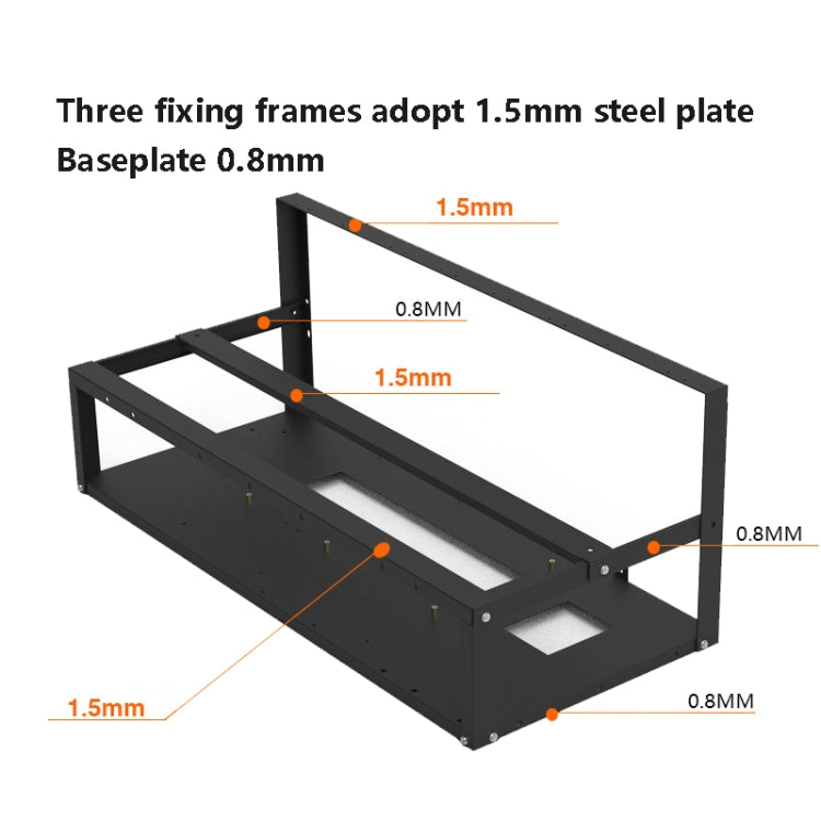 Frendorf | GR-8K605 Offenes Chassis 6 Karten 8 Karten Festhalterung (Schwarz)