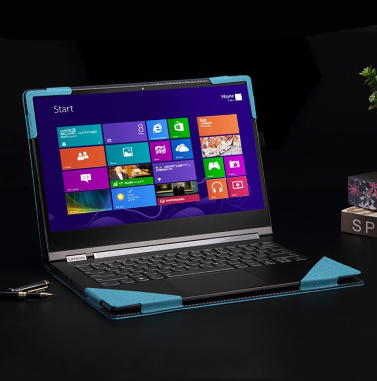 Frendorf | Laptop-Leder-Anti-Fall-Schutzcase für Lenovo YOGA 14s 2021 (Grau Kobalt Blau)