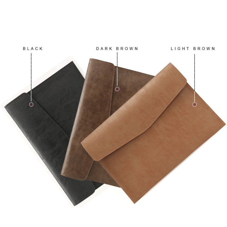 Frendorf | PU-Leder Litchi-Muster Tasche für 13,3 Zoll Laptop, Stil: Liner Bag + Power Bag (Dunkelbraun)