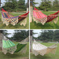 Frendorf | 200x150cm Doppel Outdoor Camping Fransen Canvas Hängematte mit Stock(Weiß)