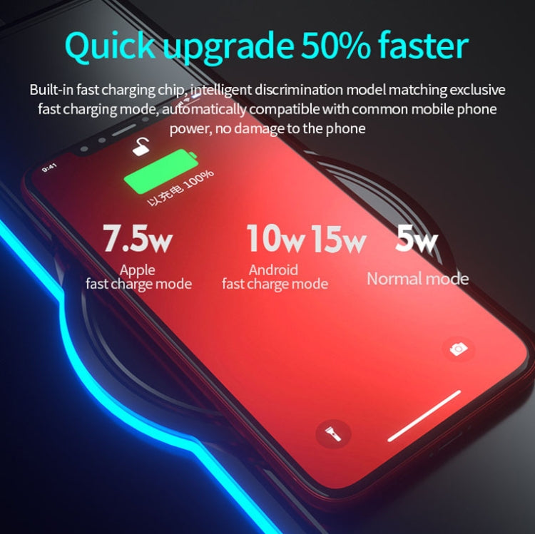 Frendorf | K9186 Multifunktionale RGB-Beleuchtung Mauspad mit Wireless Charger (Bunt)