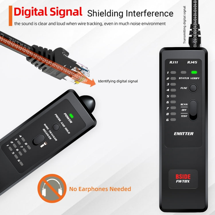 Frendorf | BSIDE FWT8X Dual Mode Netzwerk Kabel Tracker Kabel Toner RJ45 RJ11 Genau Ethernet LAN Tracker