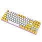 Frendorf | XUNFOX K80 87 Tasten Verdrahtete Gaming Mechanische Beleuchtete Tastatur, Kabellänge: 1,5m (Weiß Gelb)