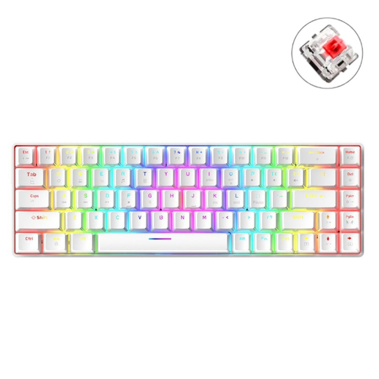 Frendorf | ZIYOU LANG T8 68 Tasten RGB Leuchtende Gaming Mechanische Tastatur, Kabel Länge: 1,6m (Weiß Rot Schaft)